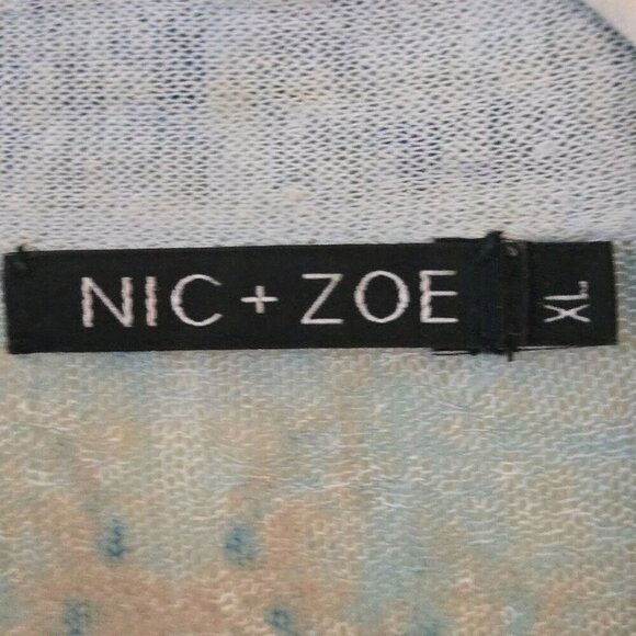 Nic + Zoe Stunning Ocean Blue Linen Blend Long Line Cardigan Sweater Size XL - Picture 4 of 5